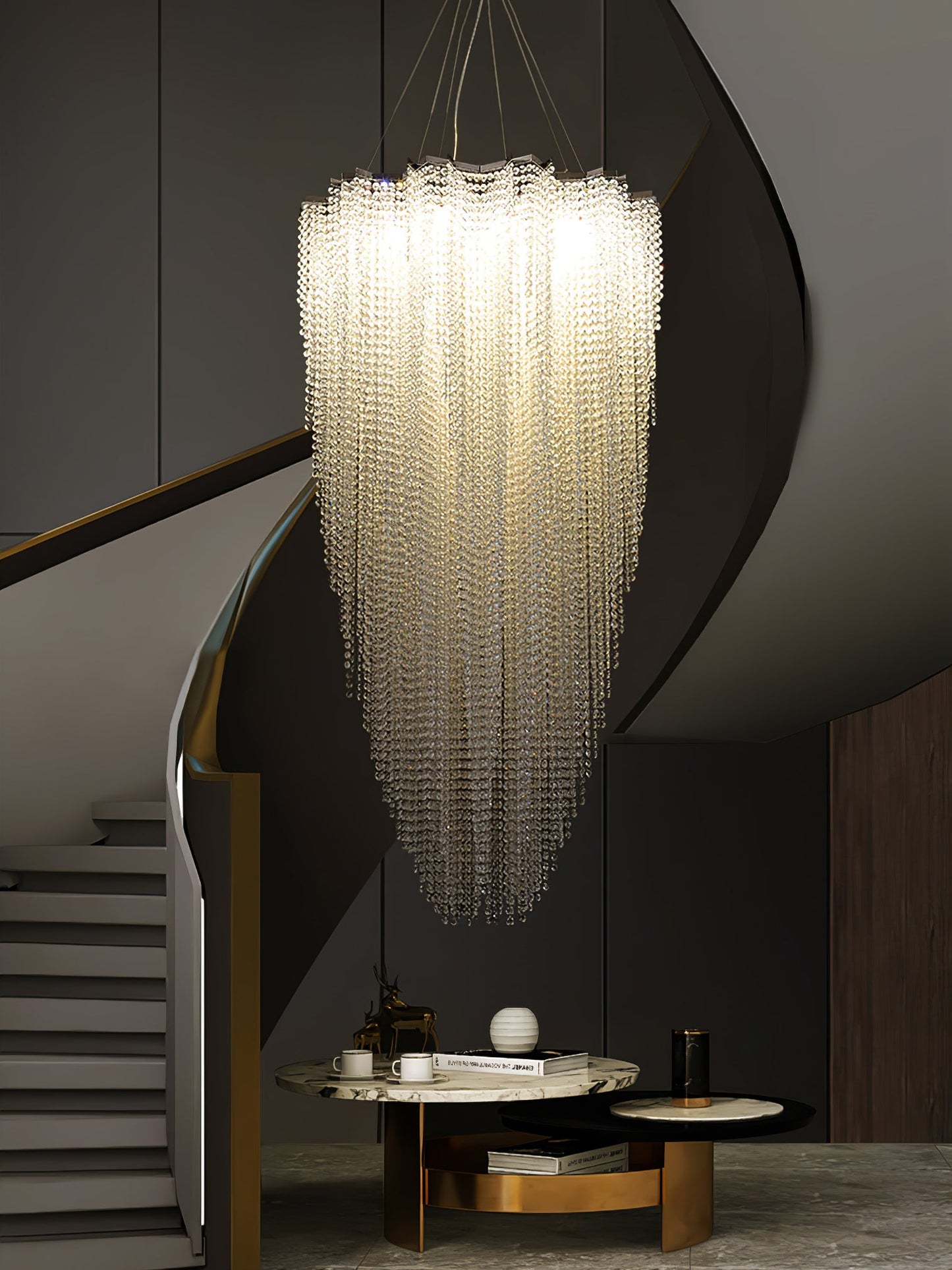 Elegant Crystal Chandelier - Dazzling Light Fixture with Adjustable He