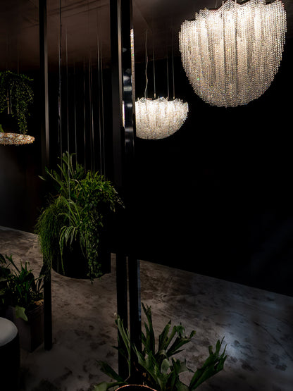 Elegant Crystal Chandelier - Dazzling Light Fixture with Adjustable He