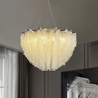 Elegant Crystal Chandelier - Dazzling Light Fixture with Adjustable He