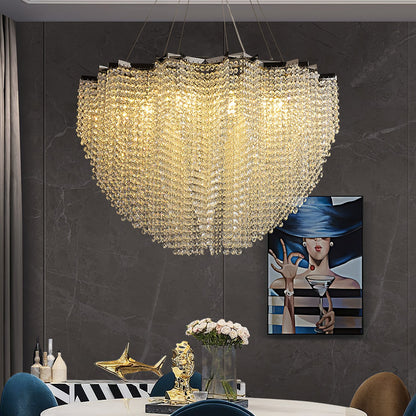 Elegant Crystal Chandelier - Dazzling Light Fixture with Adjustable He