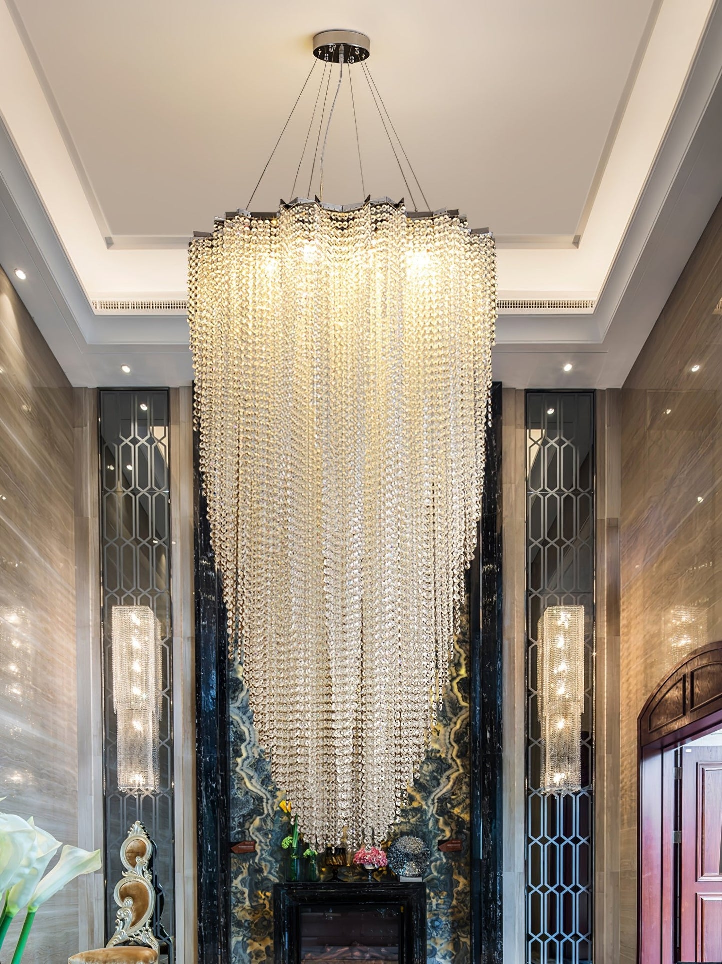 Elegant Crystal Chandelier - Dazzling Light Fixture with Adjustable He