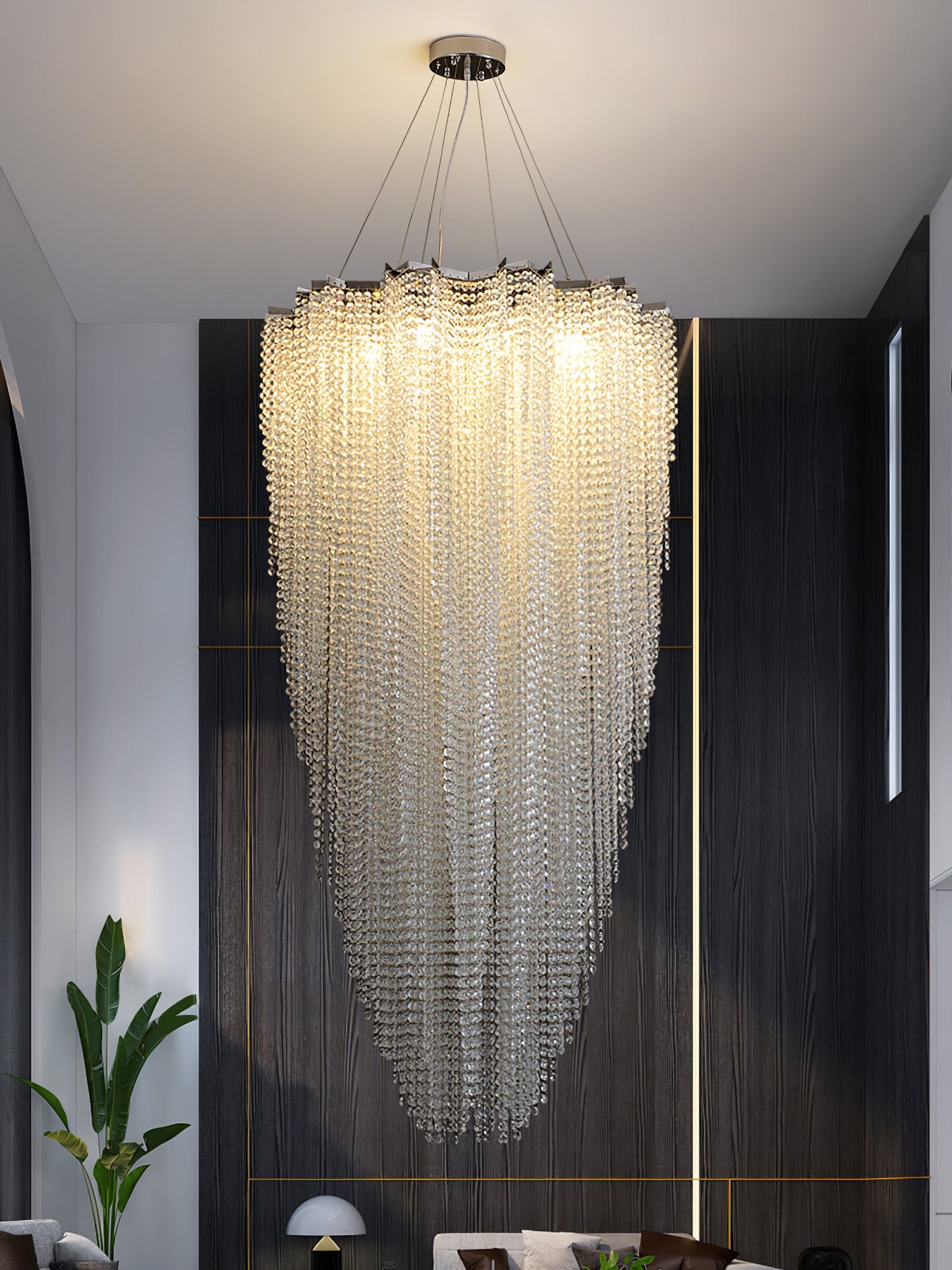 Elegant Crystal Chandelier - Dazzling Light Fixture with Adjustable He