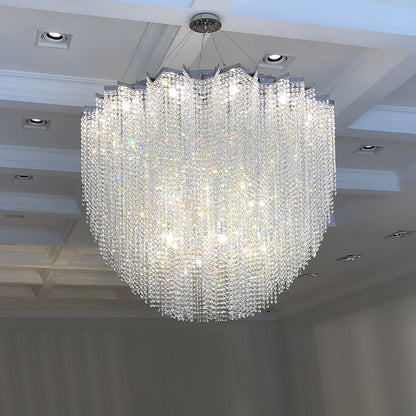 Elegant Crystal Chandelier - Dazzling Light Fixture with Adjustable He