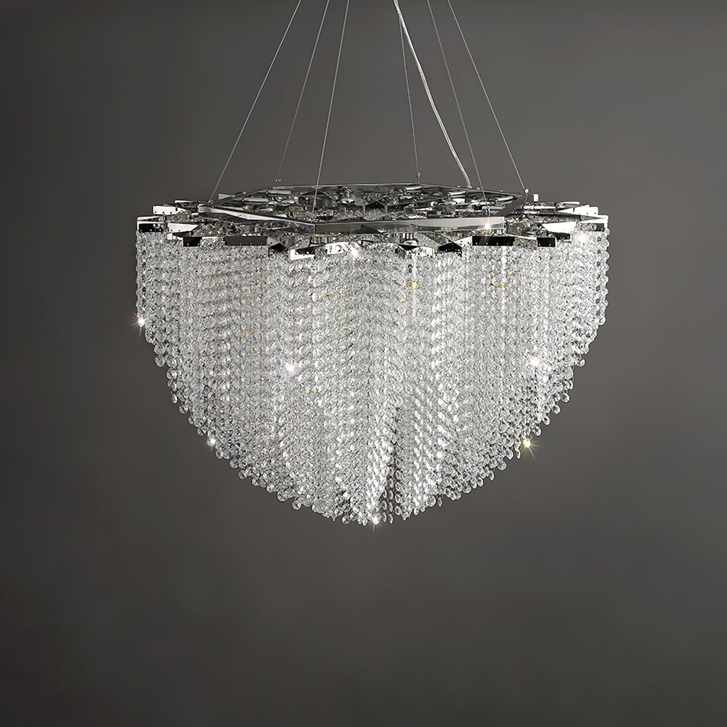 Elegant Crystal Chandelier - Dazzling Light Fixture with Adjustable He