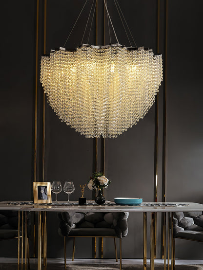 Elegant Crystal Chandelier - Dazzling Light Fixture with Adjustable He
