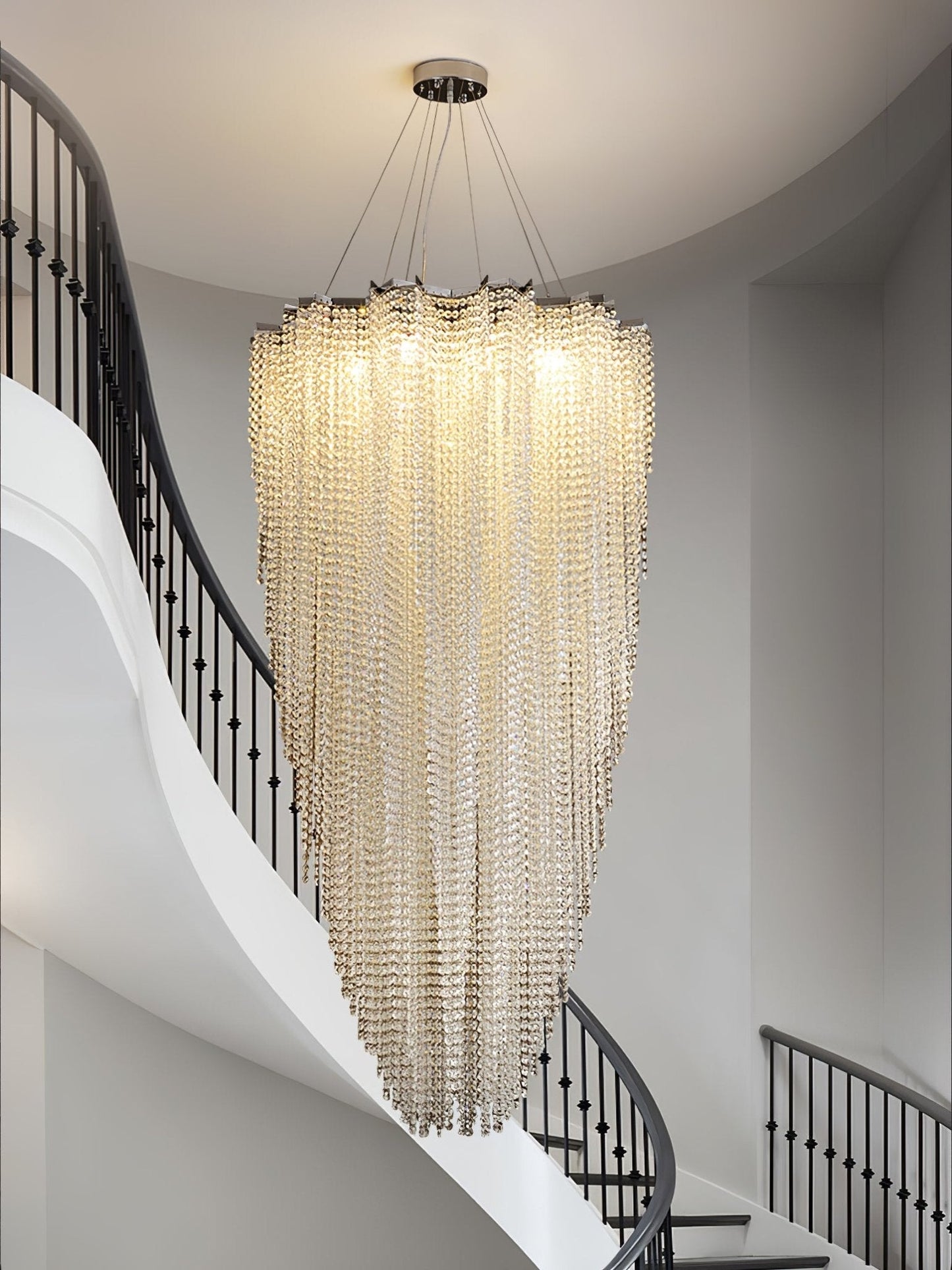 Elegant Crystal Chandelier - Dazzling Light Fixture with Adjustable He