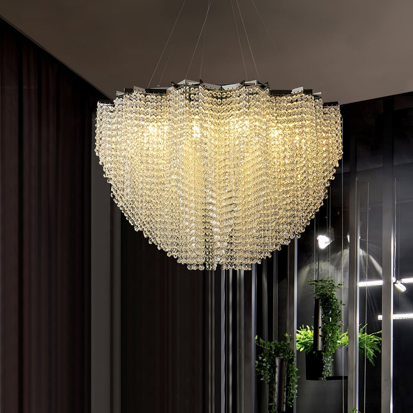 Elegant Crystal Chandelier - Dazzling Light Fixture with Adjustable He
