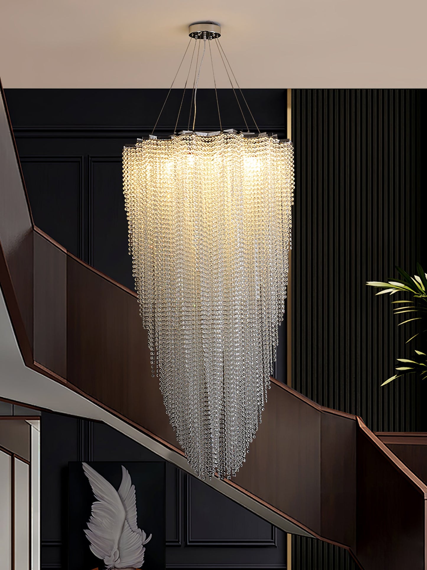 Elegant Crystal Chandelier - Dazzling Light Fixture with Adjustable He
