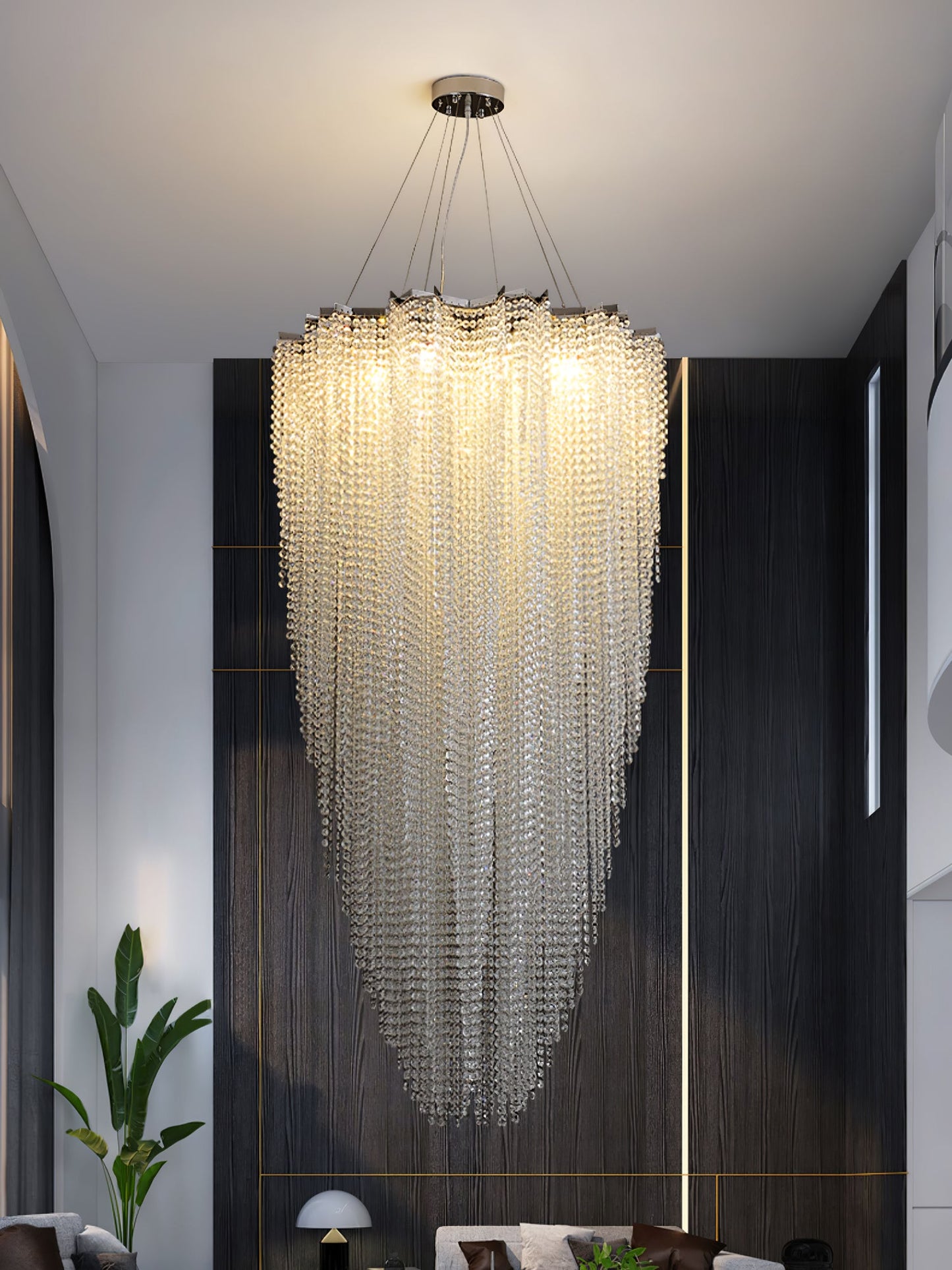 Elegant Crystal Chandelier - Dazzling Light Fixture with Adjustable He