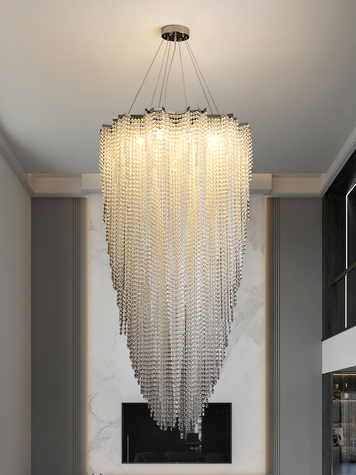 Elegant Crystal Chandelier - Dazzling Light Fixture with Adjustable He