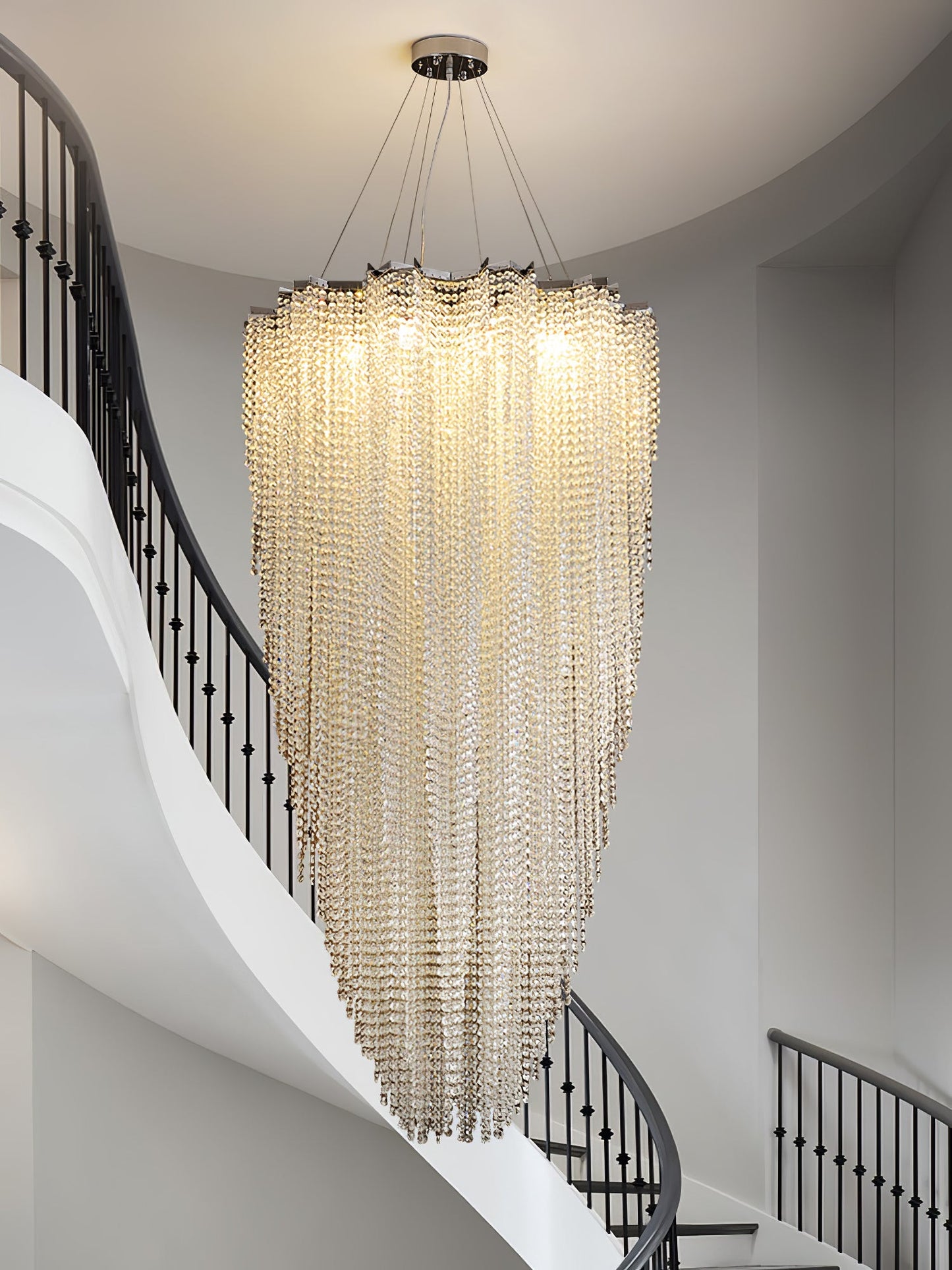 Elegant Crystal Chandelier - Dazzling Light Fixture with Adjustable He
