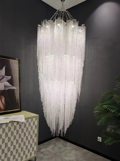 Elegant Crystal Chandelier - Dazzling Light Fixture with Adjustable He