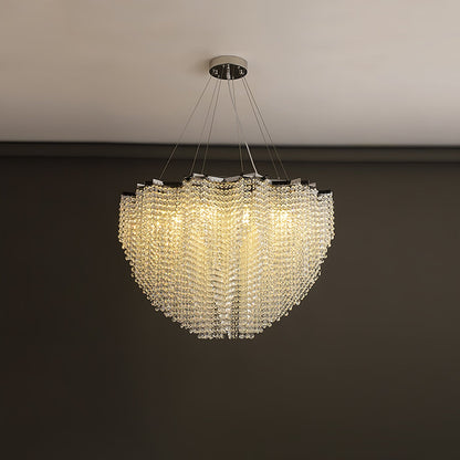 Elegant Crystal Chandelier - Dazzling Light Fixture with Adjustable He
