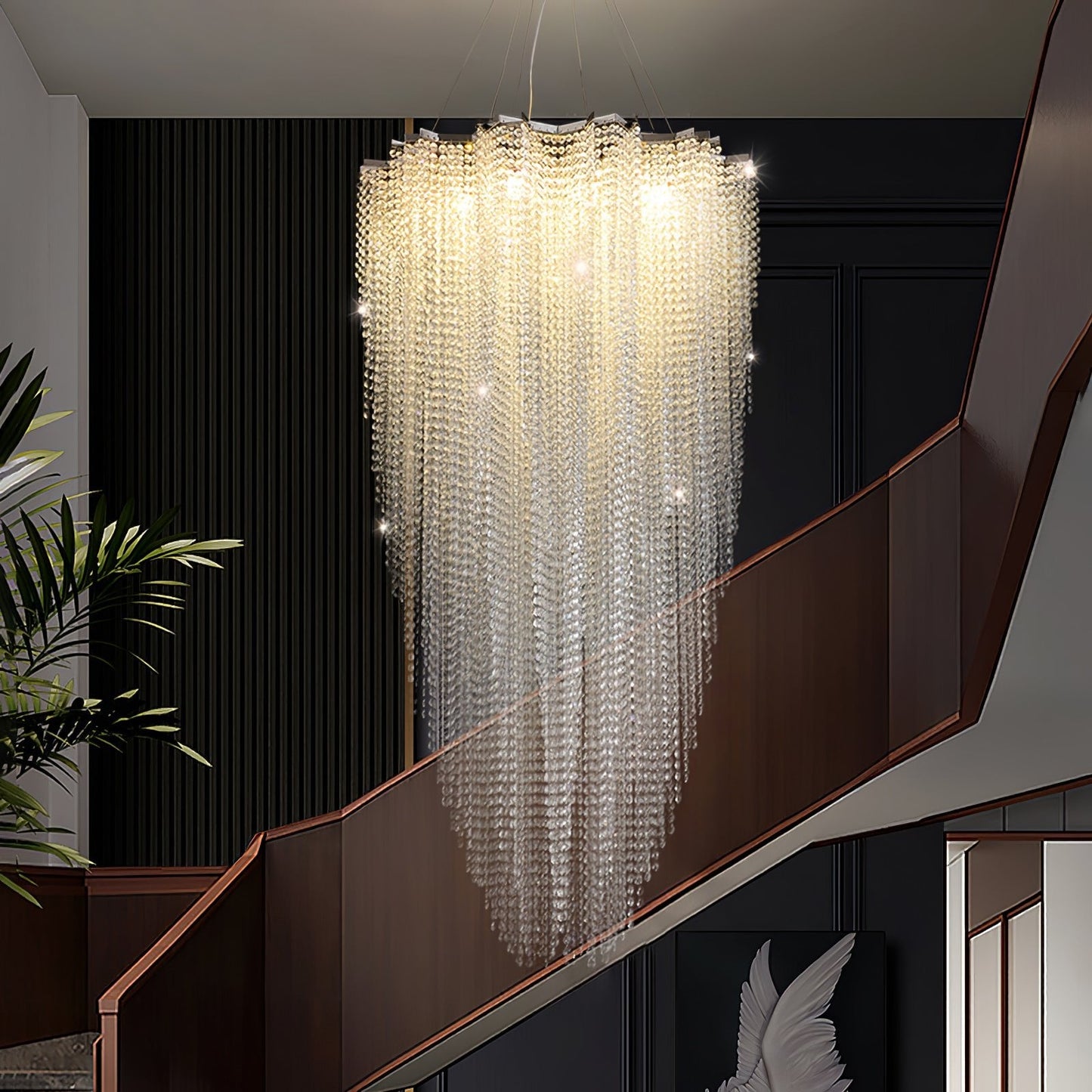 Elegant Crystal Chandelier - Dazzling Light Fixture with Adjustable He