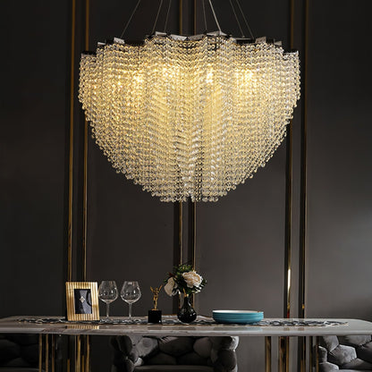 Elegant Crystal Chandelier - Dazzling Light Fixture with Adjustable He