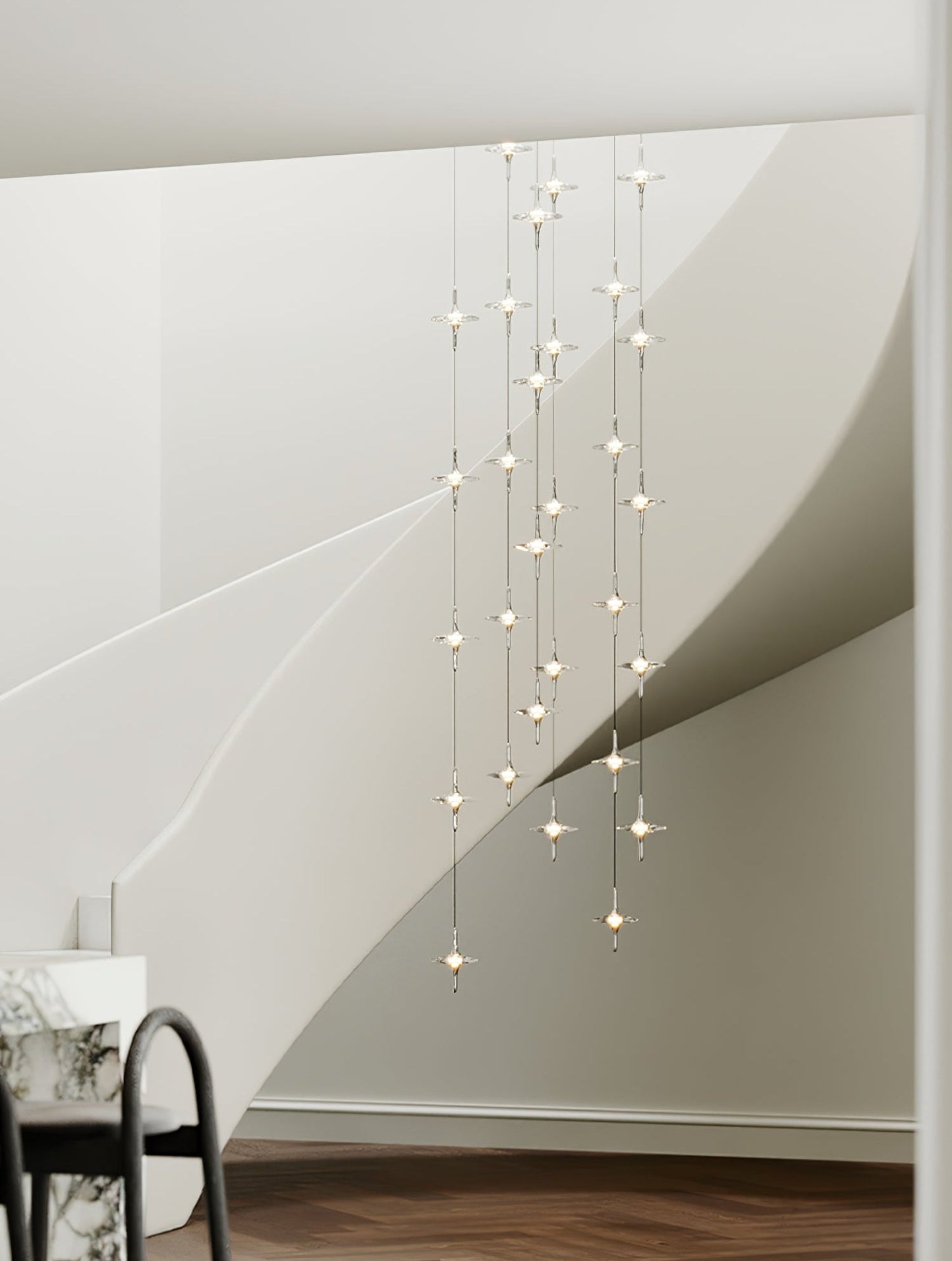 Starfall Staircase Chandelier - Elegant Design with Adjustable Height