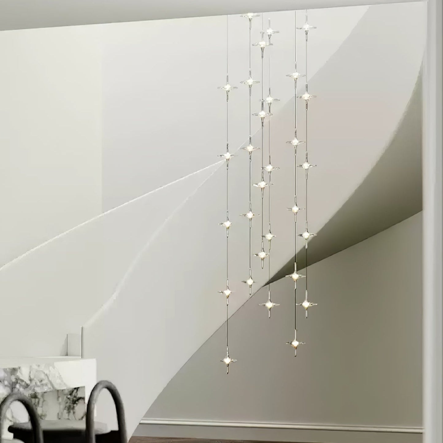 Starfall Staircase Chandelier - Elegant Design with Adjustable Height