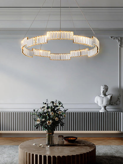 Stella Crystal Chandelier - Elegant Lighting with Adjustable Height &