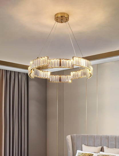 Stella Crystal Chandelier - Elegant Lighting with Adjustable Height &