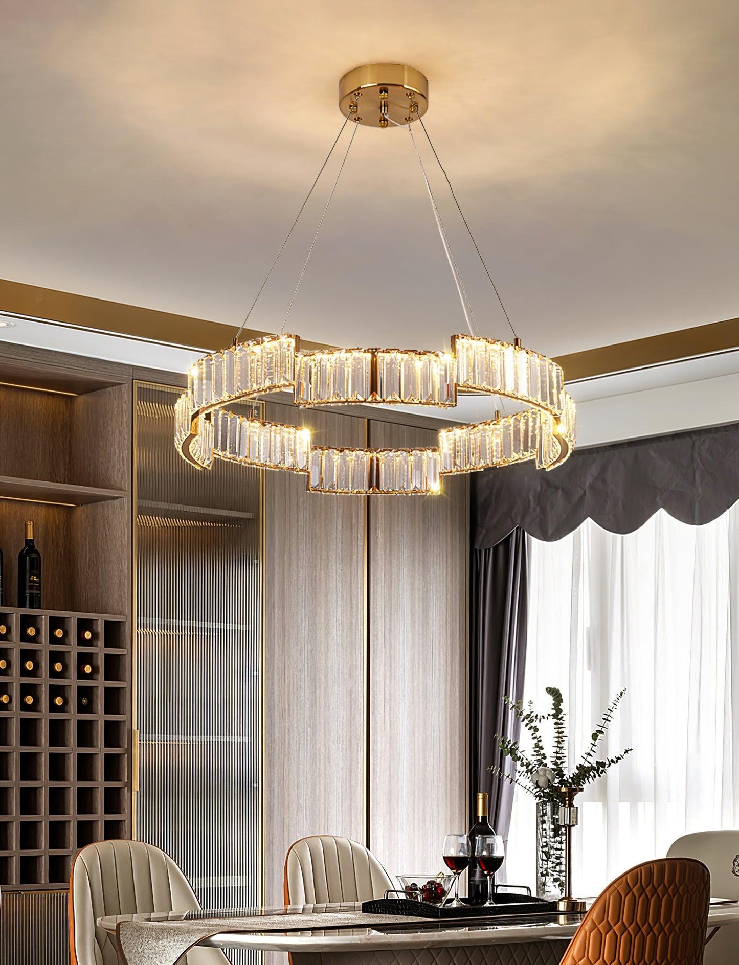 Stella Crystal Chandelier - Elegant Lighting with Adjustable Height &