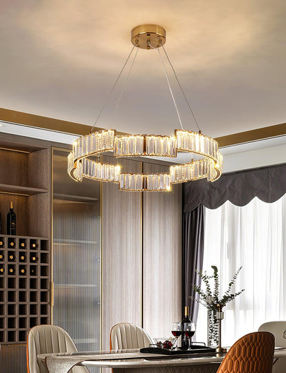 Stella Crystal Chandelier - Elegant Lighting with Adjustable Height &