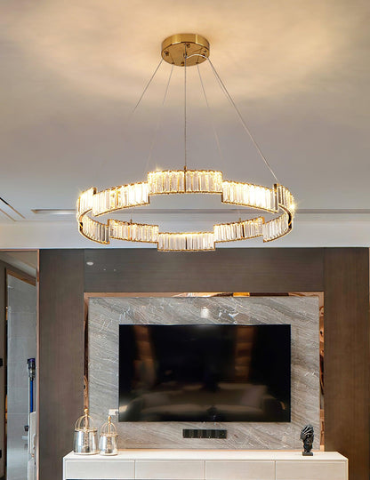 Stella Crystal Chandelier - Elegant Lighting with Adjustable Height &