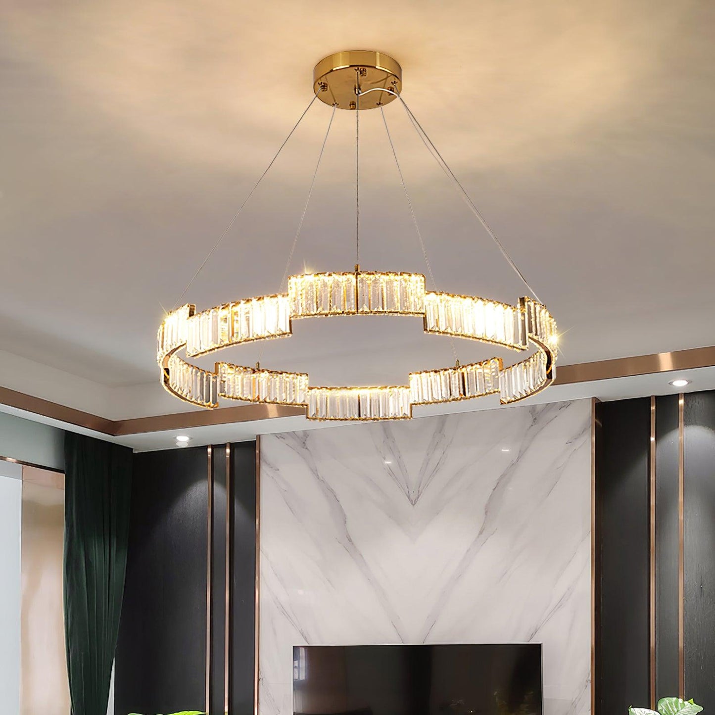 Stella Crystal Chandelier - Elegant Lighting with Adjustable Height &