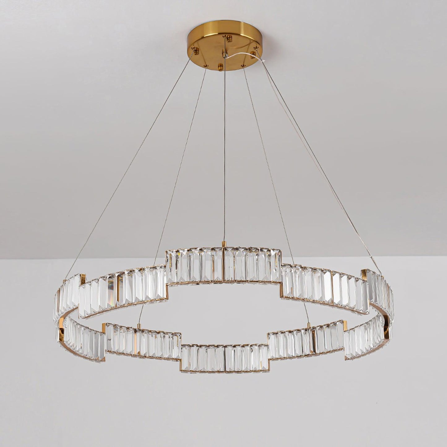 Stella Crystal Chandelier - Elegant Lighting with Adjustable Height &