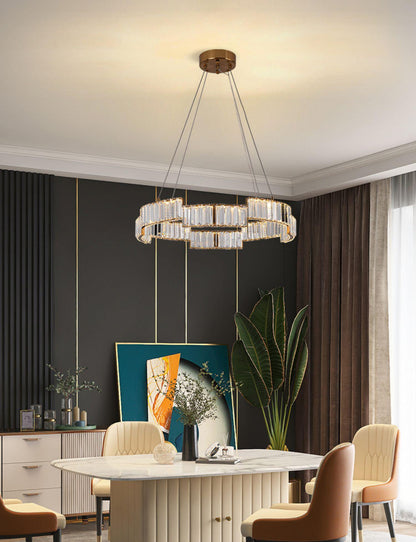 Stella Crystal Chandelier - Elegant Lighting with Adjustable Height &