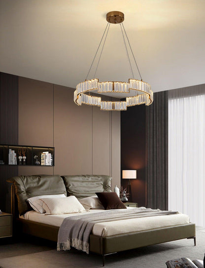 Stella Crystal Chandelier - Elegant Lighting with Adjustable Height &