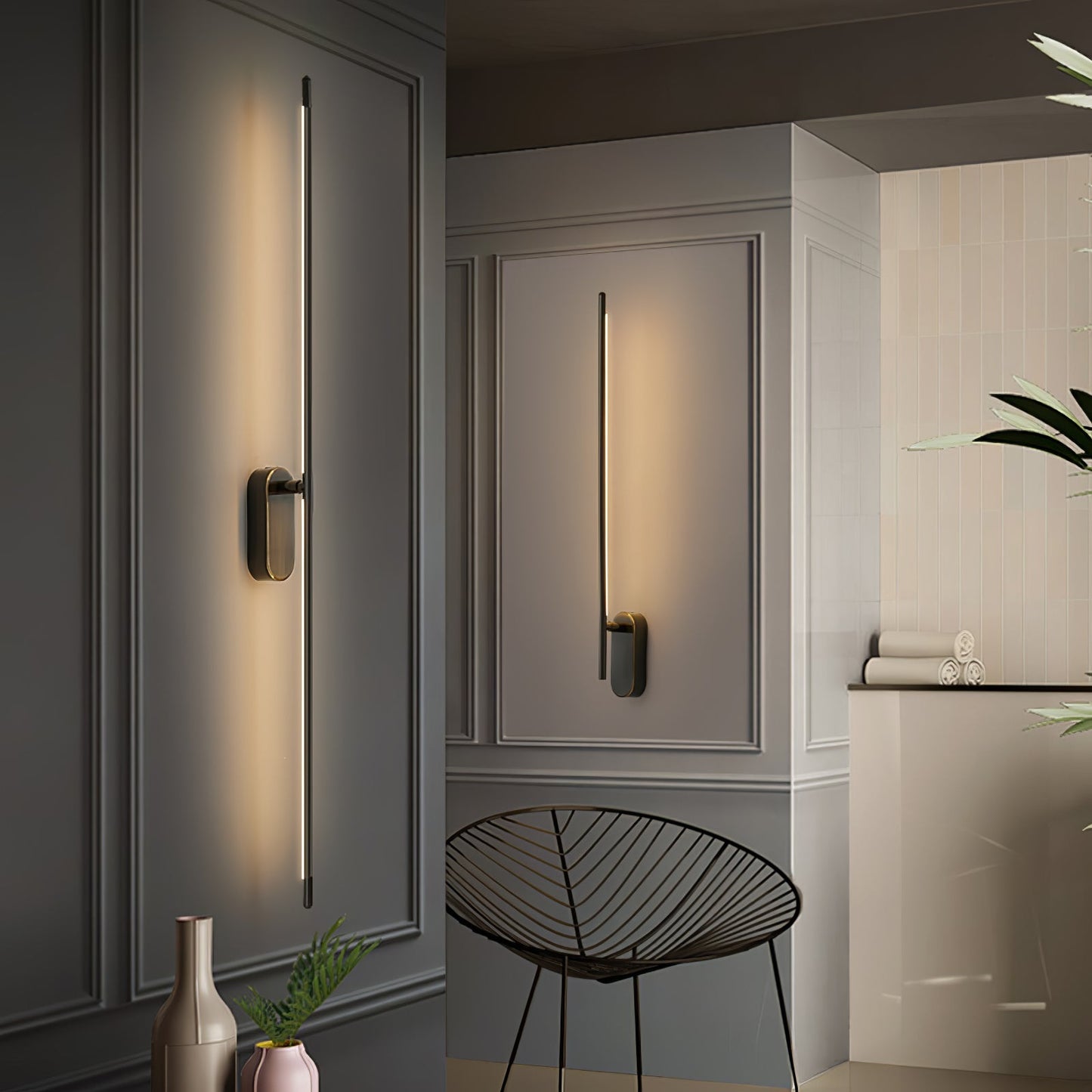 Modern Stick Shaped Metal Sconce with Adjustable Brightness & LED Ligh