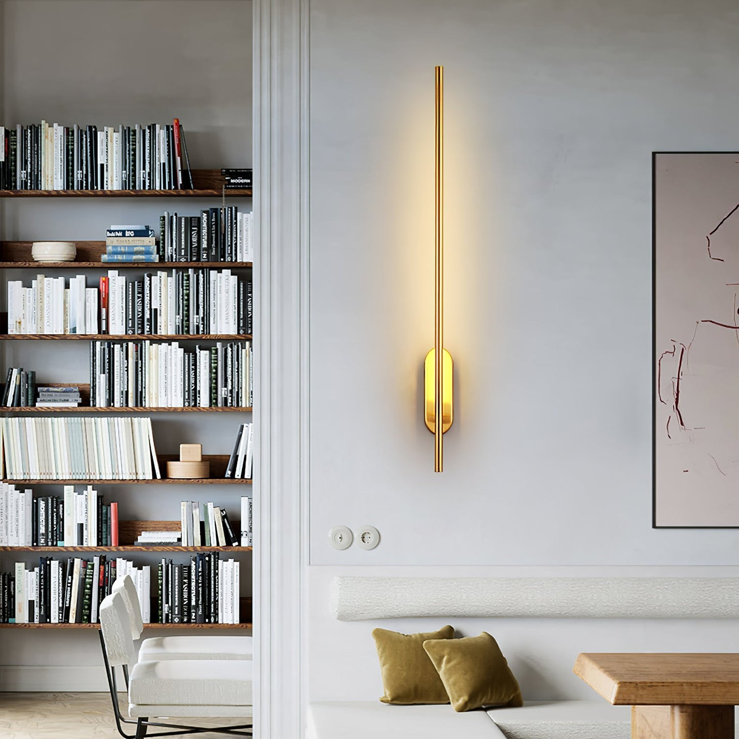 Modern Stick Shaped Metal Sconce with Adjustable Brightness & LED Ligh