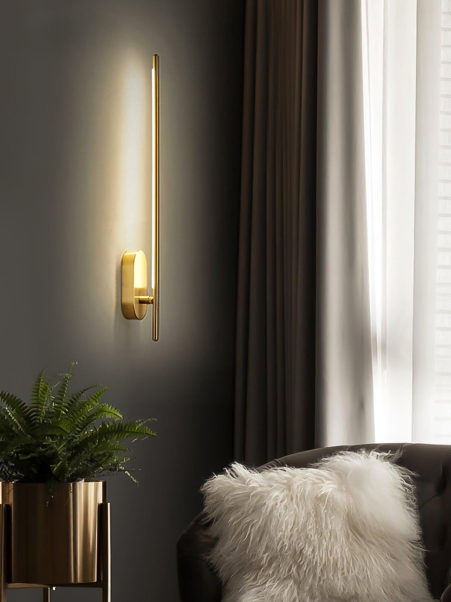 Modern Stick Shaped Metal Sconce with Adjustable Brightness & LED Ligh