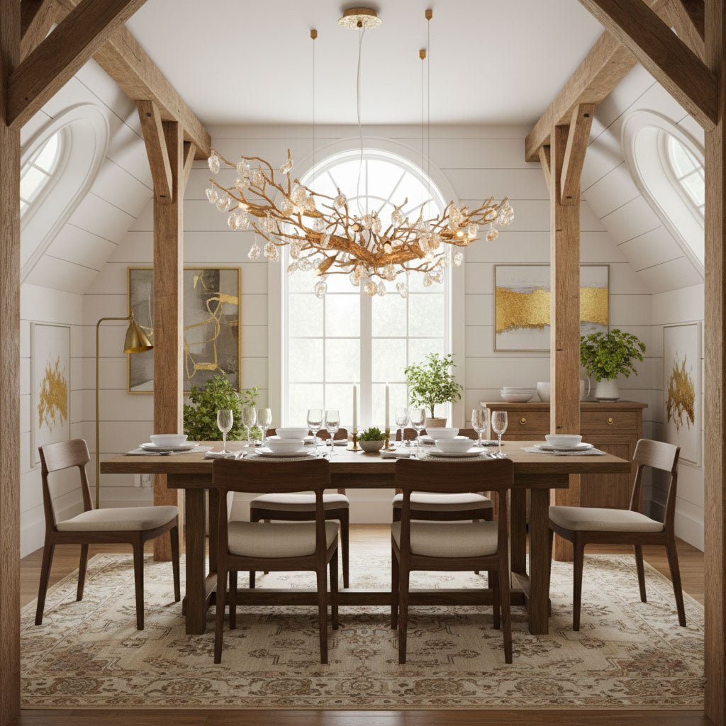 Elegant Stone Crystal Brass Chandelier with Adjustable Height & Dimmab