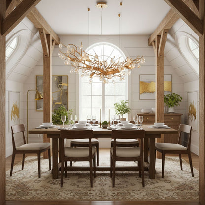 Elegant Stone Crystal Brass Chandelier with Adjustable Height & Dimmab