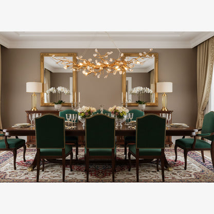 Elegant Stone Crystal Brass Chandelier with Adjustable Height & Dimmab