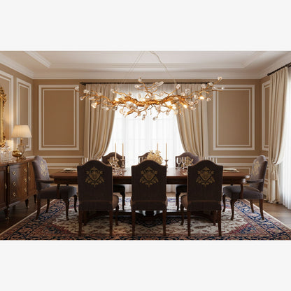 Elegant Stone Crystal Brass Chandelier with Adjustable Height & Dimmab