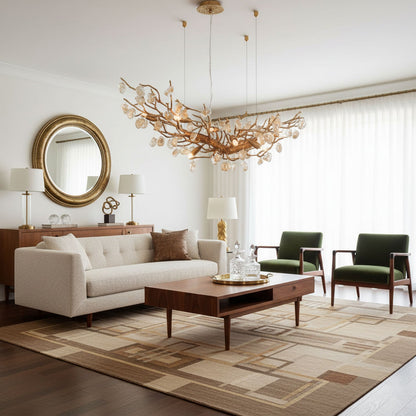 Elegant Stone Crystal Brass Chandelier with Adjustable Height & Dimmab