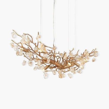Elegant Stone Crystal Brass Chandelier with Adjustable Height & Dimmab