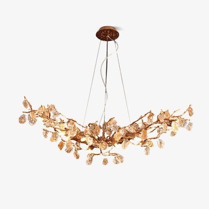 Elegant Stone Crystal Brass Chandelier with Adjustable Height & Dimmab