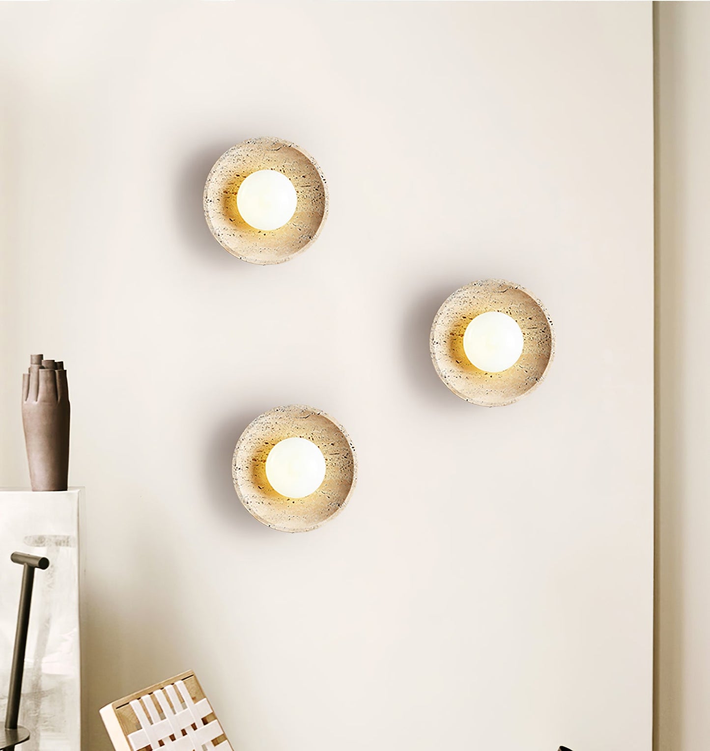 Stone Eclipse LED Plug-in Wall Light - Dimmable, Energy Efficient