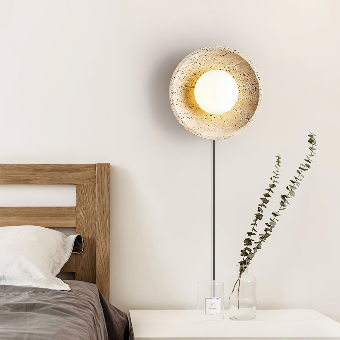 Stone Eclipse LED Plug-in Wall Light - Dimmable, Energy Efficient
