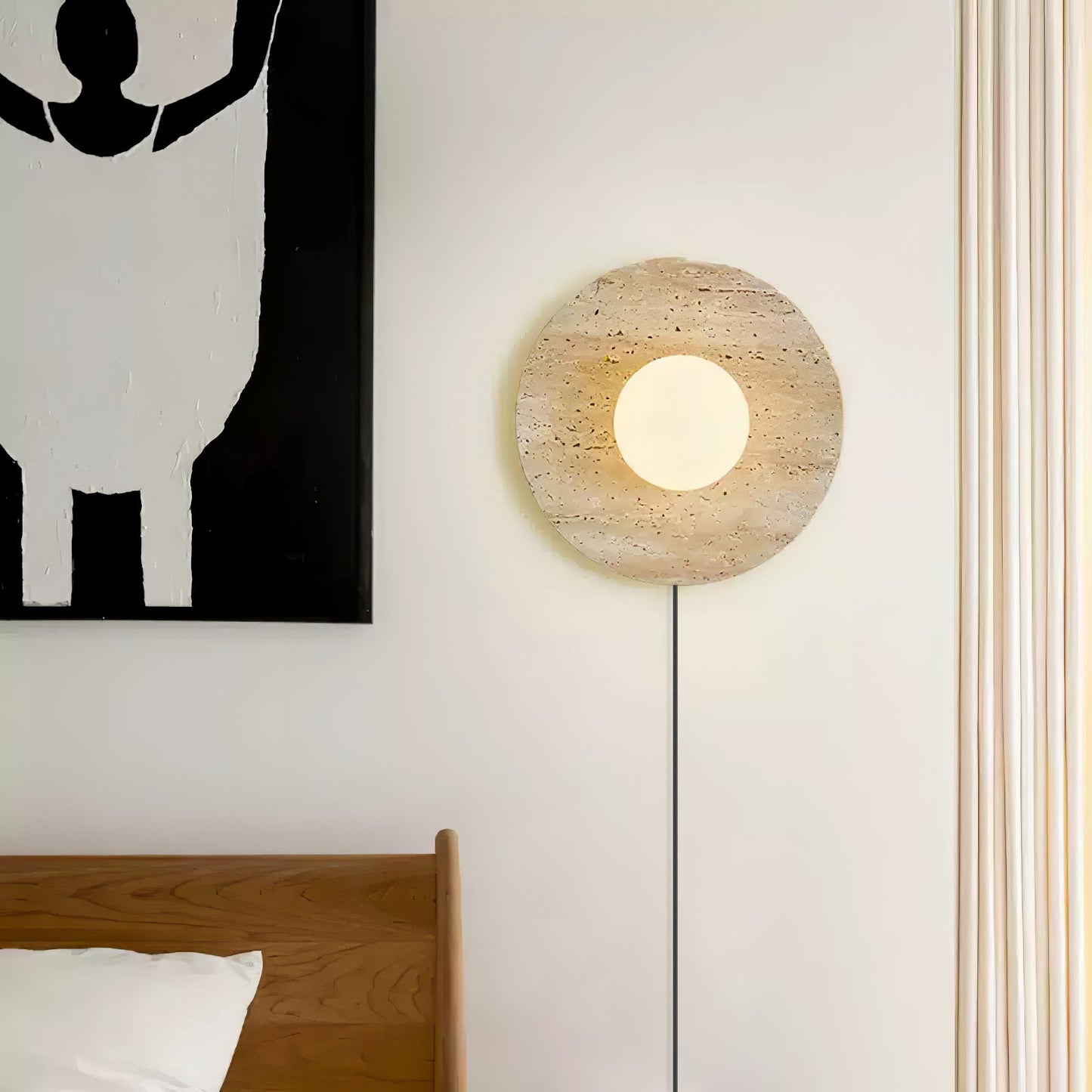 Stone Eclipse LED Plug-in Wall Light - Dimmable, Energy Efficient