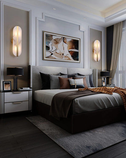 Modern Long Ellipse Alabaster Wall Sconce with Adjustable Light Direct
