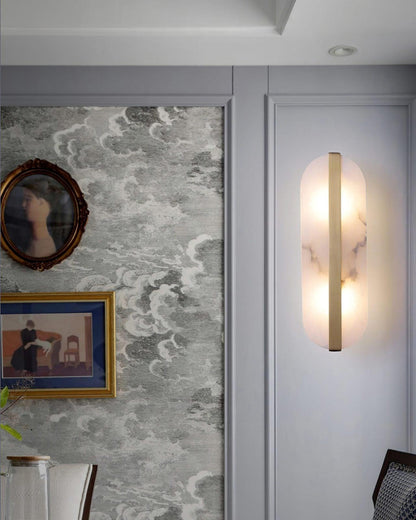 Modern Long Ellipse Alabaster Wall Sconce with Adjustable Light Direct