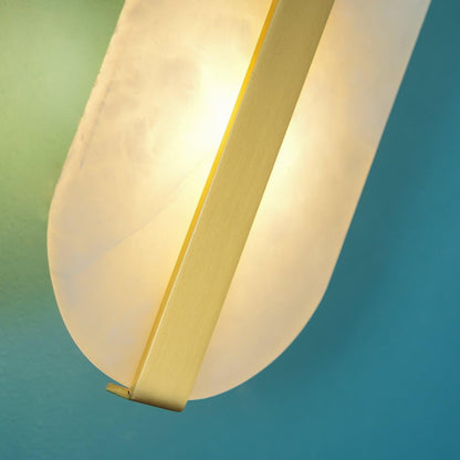 Modern Long Ellipse Alabaster Wall Sconce with Adjustable Light Direct