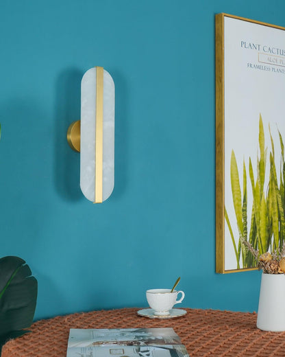 Modern Long Ellipse Alabaster Wall Sconce with Adjustable Light Direct