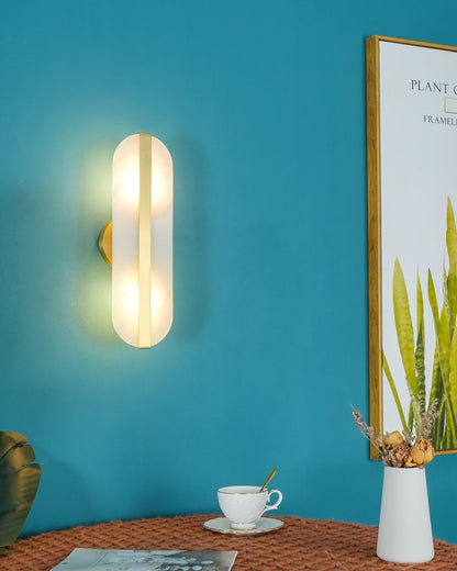 Modern Long Ellipse Alabaster Wall Sconce with Adjustable Light Direct