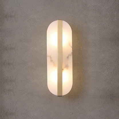 Modern Long Ellipse Alabaster Wall Sconce with Adjustable Light Direct