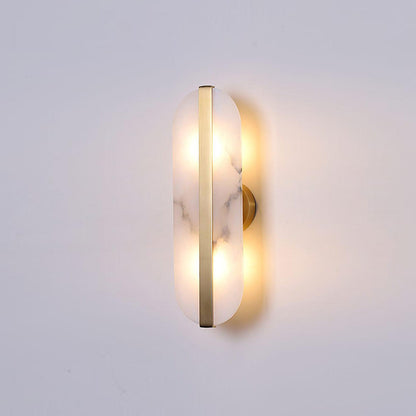 Modern Long Ellipse Alabaster Wall Sconce with Adjustable Light Direct